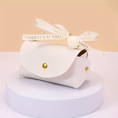"TEMU 20pcs Creative Cute Artificial Leather Gift Bags With Decorative Ribbons & "" Charms - Diy Handmade Party Favors For Weddings, Birthdays, Holidays, Graduations" Image