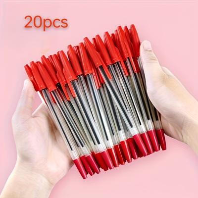 TEMU 20-pack Quick-dry Round Ballpoint Pens - Polypropylene Barrel With Removable Cap, Medium Tip For Smooth Writing, Suitable For Office And School Use, Ages 14+, Black, Red, Blue Image