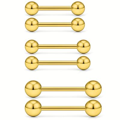 TEMU 6pcs 14g Tongue Bars 12-16mm, Simple Tongue Rings Industrial Barbell Piercing, Body Piercing Jewelry For Women Men,