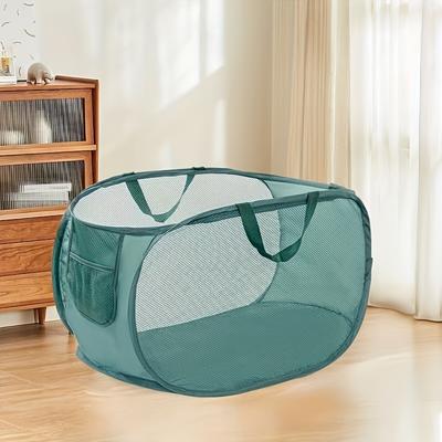 TEMU Extra Large Mesh Laundry Basket With Handles - Foldable, Storage Bag, Suitable For Multiple Rooms And Dirty Clothes, Laundry Baskets Image