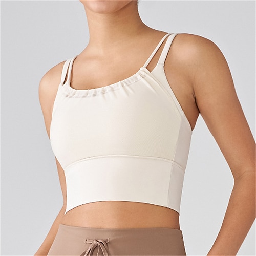 Damen Einfarbig Tennis-BH Sport-BH Netz Stoßfest Feuchtigkeitsableitend Atmungsaktiv Tennis Golfspiel Pickleball Spaghettiträger Schwarz Weiß Rosa Tennisbekleidung Image