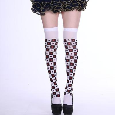 Alice im Wunderland Märchen Herzkönigin Die rote Königin Gift Strümpfe / Strumpfhosen Zubehör Oberschenkelhohe Strumpfhosen Märchenfiguren Film Cosplay for Damen Erwachsene Halloween Karneval Welttag Image