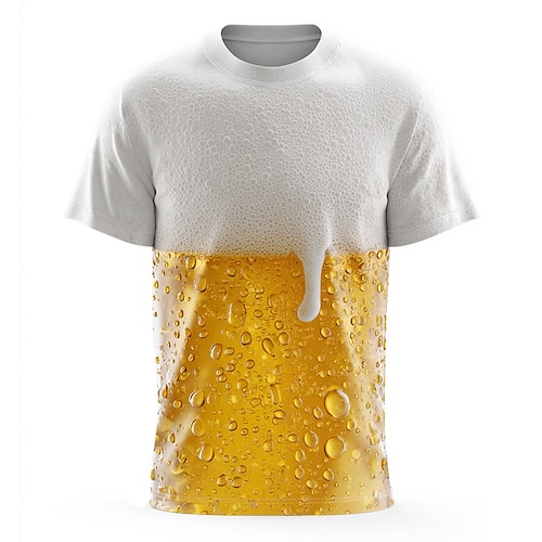 Oktoberfest Herren Bier T Shirt Kurzarm T-Shirt 3D-Druck Rundhalsausschnitt Hemd Mode Übertrieben Täglich Party Straße Lässig Weiß Sommer Frühling Bekleidung S M L XL XXL XXXL 4XL Image