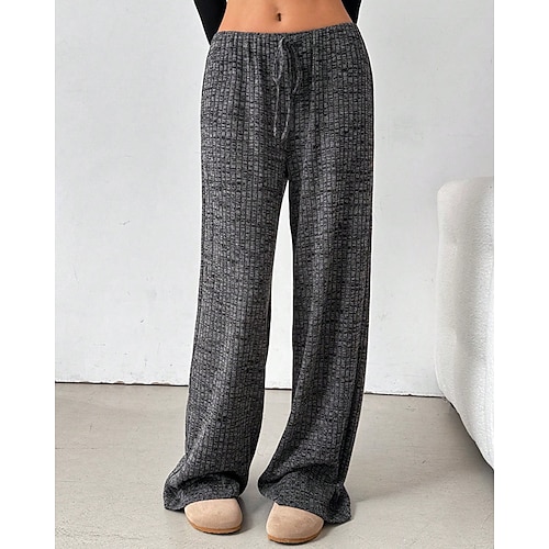 Damen Stoffhosen Hosen Hose Streetwear Lässig Volle Länge Natürliche Taille Gestreift Elastisches Kordelzugdesign Bequem Außenbereich Outdoor Urlaub Ferien Braun / Weiß Weiß / blau Schwarz und Weiss Image