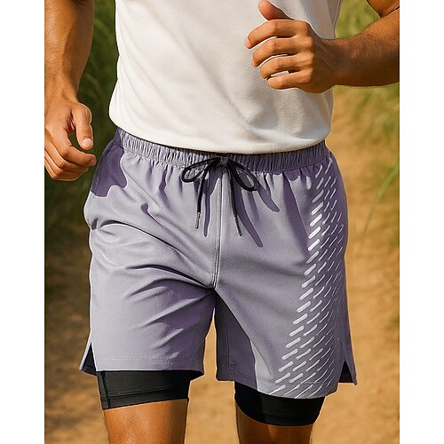 Herren Laufshorts Tasche 2 in 1 Shorts Lässig Sport Outdoor Sommer Schnelltrocknend Leicht Elastisch Atmungsaktiv Tennis Golfspiel Laufen Normale Passform Sportbekleidung Sportkleidung Blau Schwarz Image