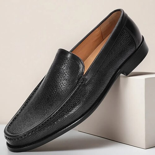 schwarze Slip-On-Loafer für Herren aus hochwertigem Rindsleder mit schlichtem, elegantem Design – perfekt für formelle Anlässe im Büro und den Alltag Image