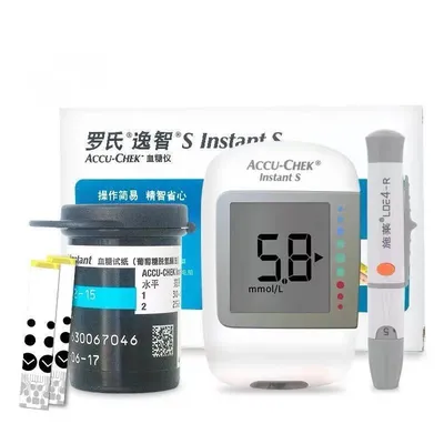 Accu Chek Instant S Blood glucose meter test strips lancets self testing kit blood sugar tester checking blood sugar at home