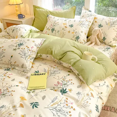 100% Cotton Duvet Cover 1piece Flowers Print With Zipper Skin-friendly Quilt Cover King Size Blanket Cover No Pillowcase