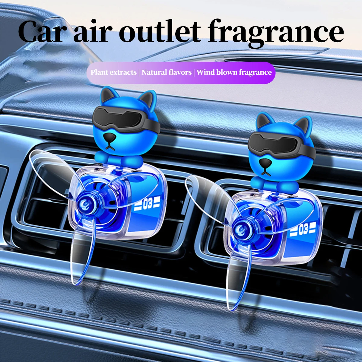 Neuer Autoduft, Autoparfüm, anhaltender Duft, Luftauslassclip, dekoratives Zubehör, Hundekarikatur mit spitzem Ohr Image
