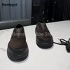 Braune/schwarze Lederschuhe für Herren, niedrige Freizeitschuhe, Boardschuhe, britischer Stil, Herren-Schuhe aus mattiertem Leder, Herrenschuhe
