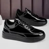 Patent Leder Schwarz männer Turnschuhe Mode Lässig Plattform Schuhe Für Männer Designer Hip Hop