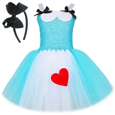 Alice Kostüm Mädchen Blau Wunderland Lolita Maid Tüll Tutu Prinzessin Kleid Kinder Halloween Image