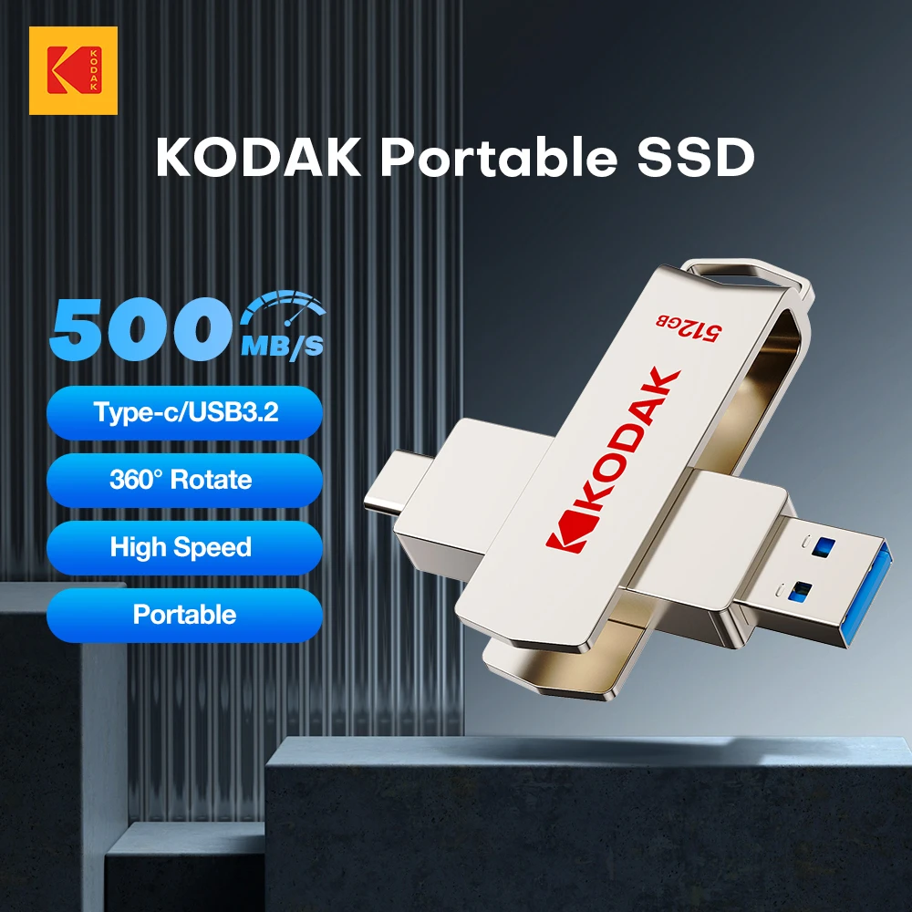 Kodak USSD Mobile Solid U Disk Externes Solid State Drive 1 TB 256 GB 512 GB USB 3.2 Typ-C Dual-Schnittstellen für Mobiltelefon Tablet Image