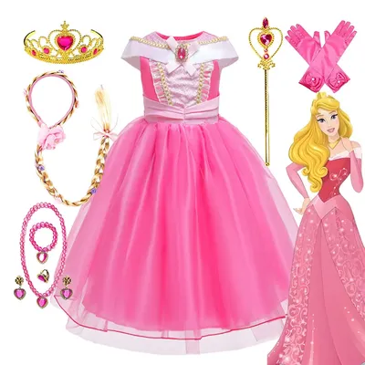Disney Ärmelloses Prinzessin Aurora Kostüm Puffy Kleid Karneval Purim Märchen Dornröschen Kleidung Image
