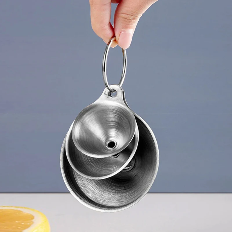 3 Teile/satz Edelstahl Trichter Tragbare Kegel Trichter Gießen Öl Wein Flüssigkeit Trichter Multi-Verwenden Küche Trichter Für Flüssige öle Pulver Image