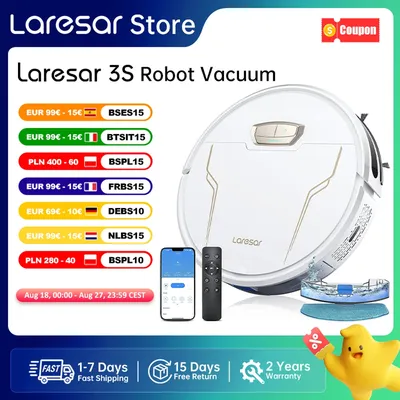 Laresar 3s Roboter-Staubsauger, Mopp, 5000 Pa, intelligente APP-Steuerung, intelligent geplert, für die Bodenreinigung zu Hause, Teppich, Tierhaare Image