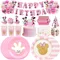 Minnie Maus Geburtstag Party Dekoration Geschirr Kit Pappbecher Teller Hintergrund Tischdecke für Kinder Party Event Supplies