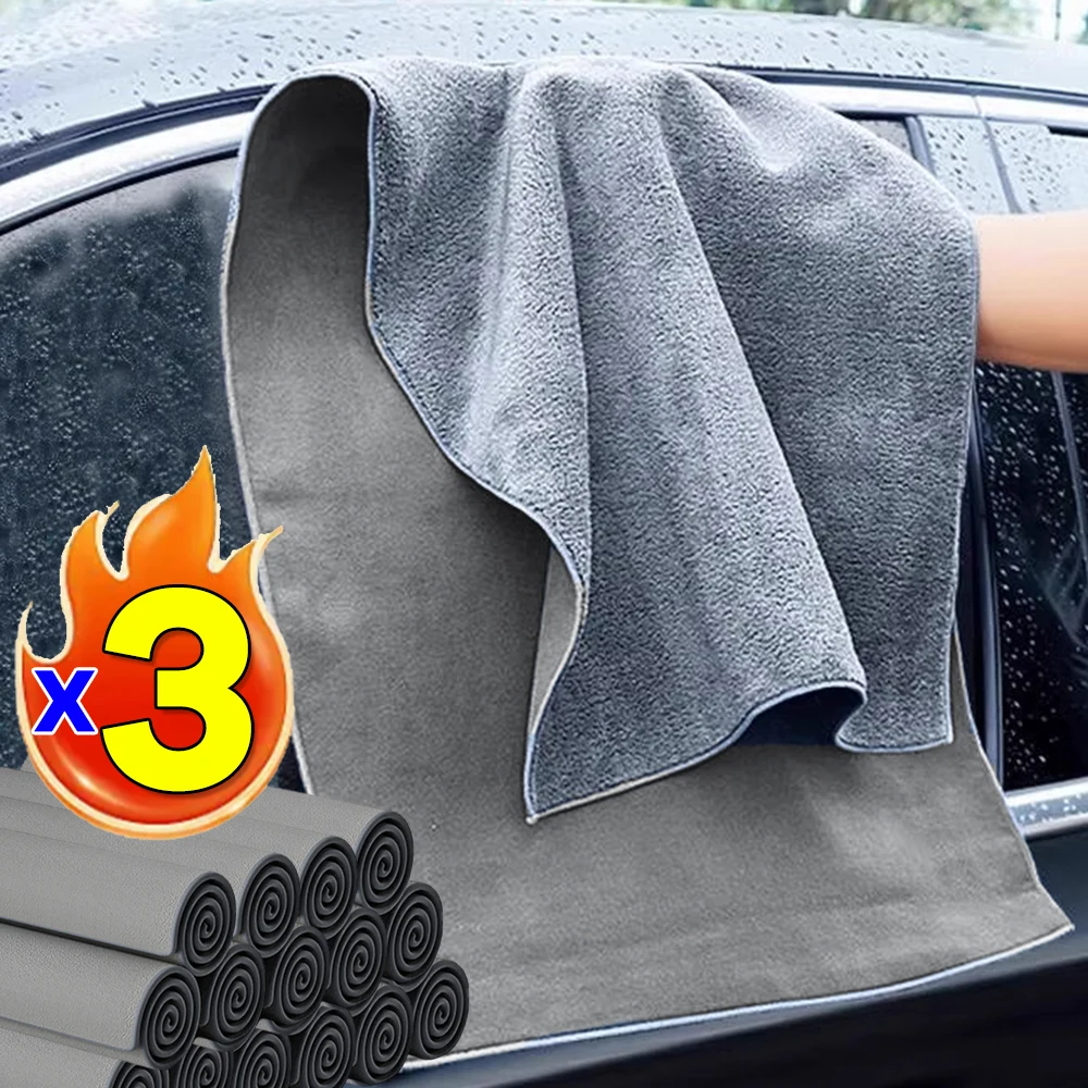 Autowaschhandtuch, super saugfähig, schnell trocknend, Wischtuch, Gämsenleder, doppelseitig, für die Autoreinigung, Innenpflege, Zubehör Image