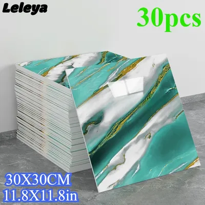 PVC-Marmorimitat-Wandaufkleber, selbstklebende Bodenaufkleber, wasserdicht, für Badezimmer, Wohnzimmer, Dekor, 30 x 30 cm Image