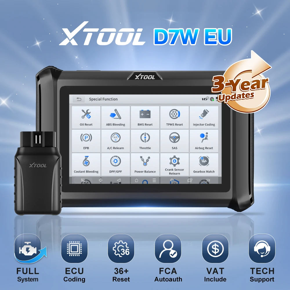 XTOOL D7W V2.0 Kabelloses Kfz-Diagnosegerät Schlüsselprogrammier-Tool ECU-Codierung Aktiver Test Alle Systeme Automotive-Scanner Mit 39+ Resets FCA DOIP CAN FD Protokoll Upgrade von XTOOL D7 D7S BT Image