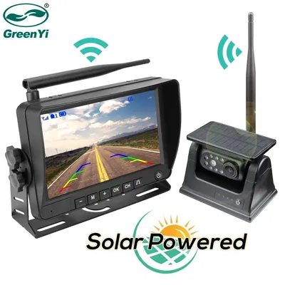 GreenYi Solarenergie Wireless 7'' IPS Monitor Backup Magnet Auto Rückansicht Kamera DVR Kit 1 Min DIY Für Vans anhänger RV Lkw Auto