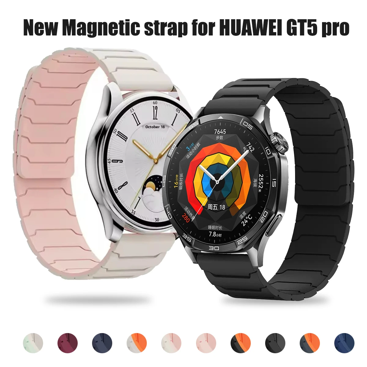 Für HUAWEI UHR GT5pro/GT5 4 3 46mm Strap 20mm 22mm Magnetische Silikon Band Für HUAWEI UHR GT 3 2 42mm/Uhr 4 Sport Armband Image