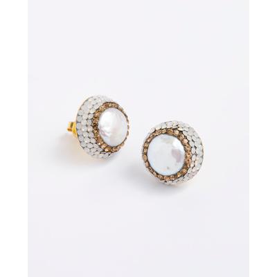Baroque Pearl Stud Earrings, Gold
