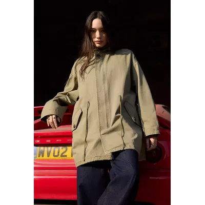 BDG Liam Midi Parka Jacket - Khaki XS/S at Urban Outfitters