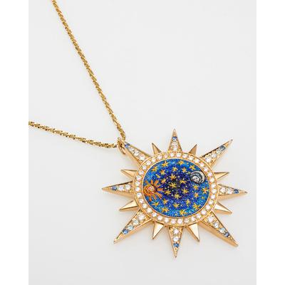 Celestial Star, Diamond & Sapphire Micro-Mosaic Pendant Necklace, 18k Gold