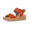 Keilsandalette GABOR, Damen, Gr. 39, orange, Ziegenveloursleder, modisch, Schuhe, Plateau, Sommerschuh, Sandale mit trendigem Zierschnalle