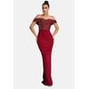 Jerseykleid MODA MINX "Juliana Off Shoulder Dress", Damen, Gr. L, EURO-Größen, rot, 100% Polyester, elegant, lang, Carmenausschnitt, ohne Ärmel, Kleider, im schulterfreien Design