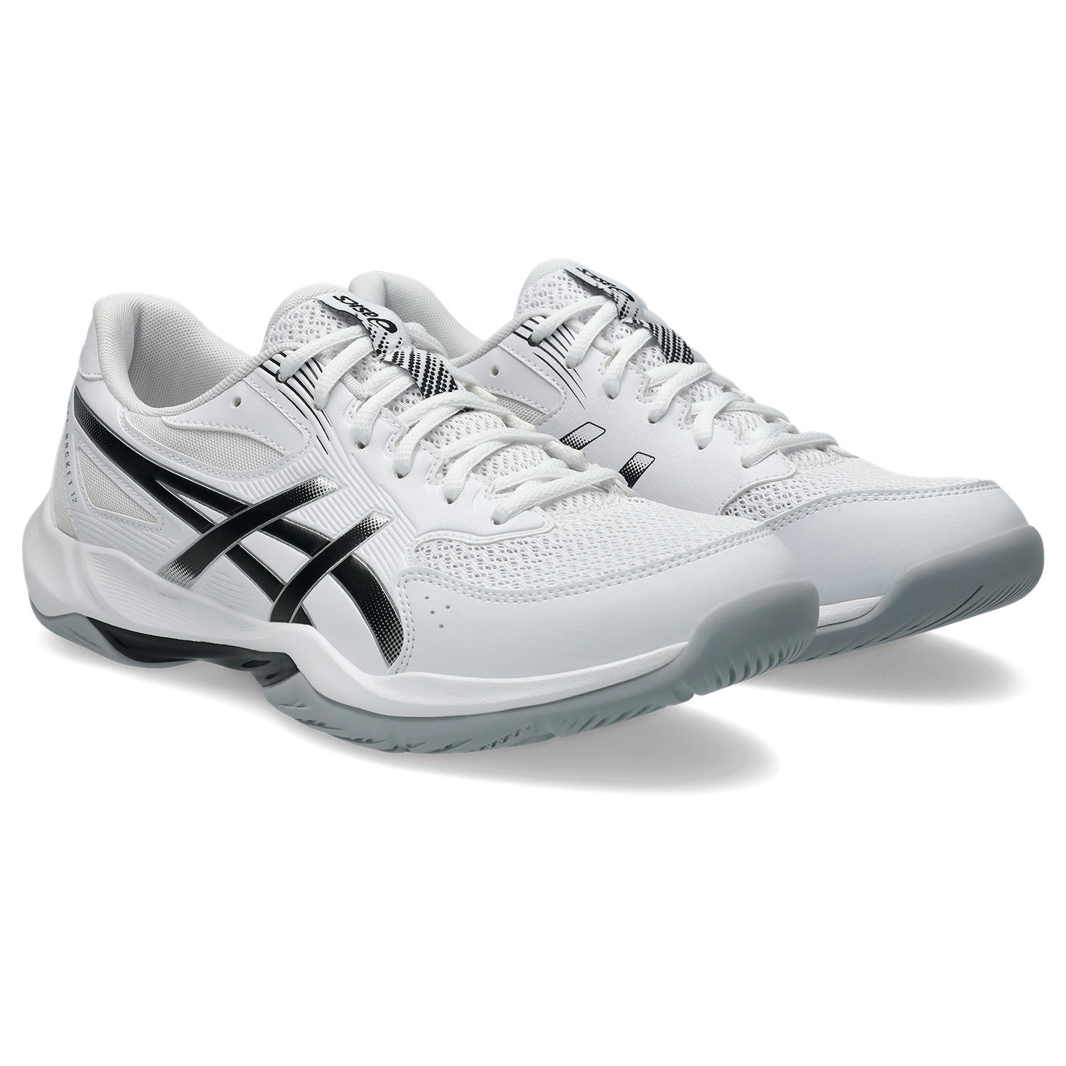 Hallenschuh ASICS "GEL-ROCKET 12", Herren, Gr. 46,5, schwarz-weiß (weiß, schwarz), Synthetik, Schuhe Hallenschuh