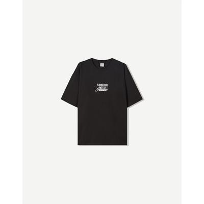 Bershka Short Sleeve T-Shirt With Print Men M Black