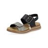 Riemchensandale REMONTE "Remonte Sandalen Glattleder", Damen, Gr. 37, schwarz (schwarz, weiß), Glattleder, casual, Schuhe