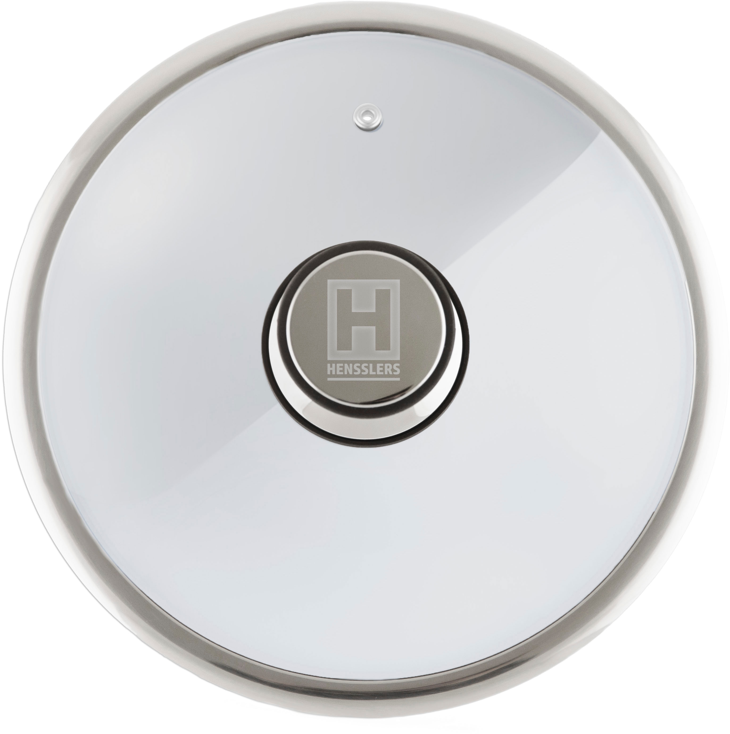 Deckel HENSSLERS, silber (silberfarben), B:29,5cm H:7cm L:29,5cm Ø:28cm, Glas, Deckel, Pfannendeckel, mit stoßfestem Edelstahlrand Image