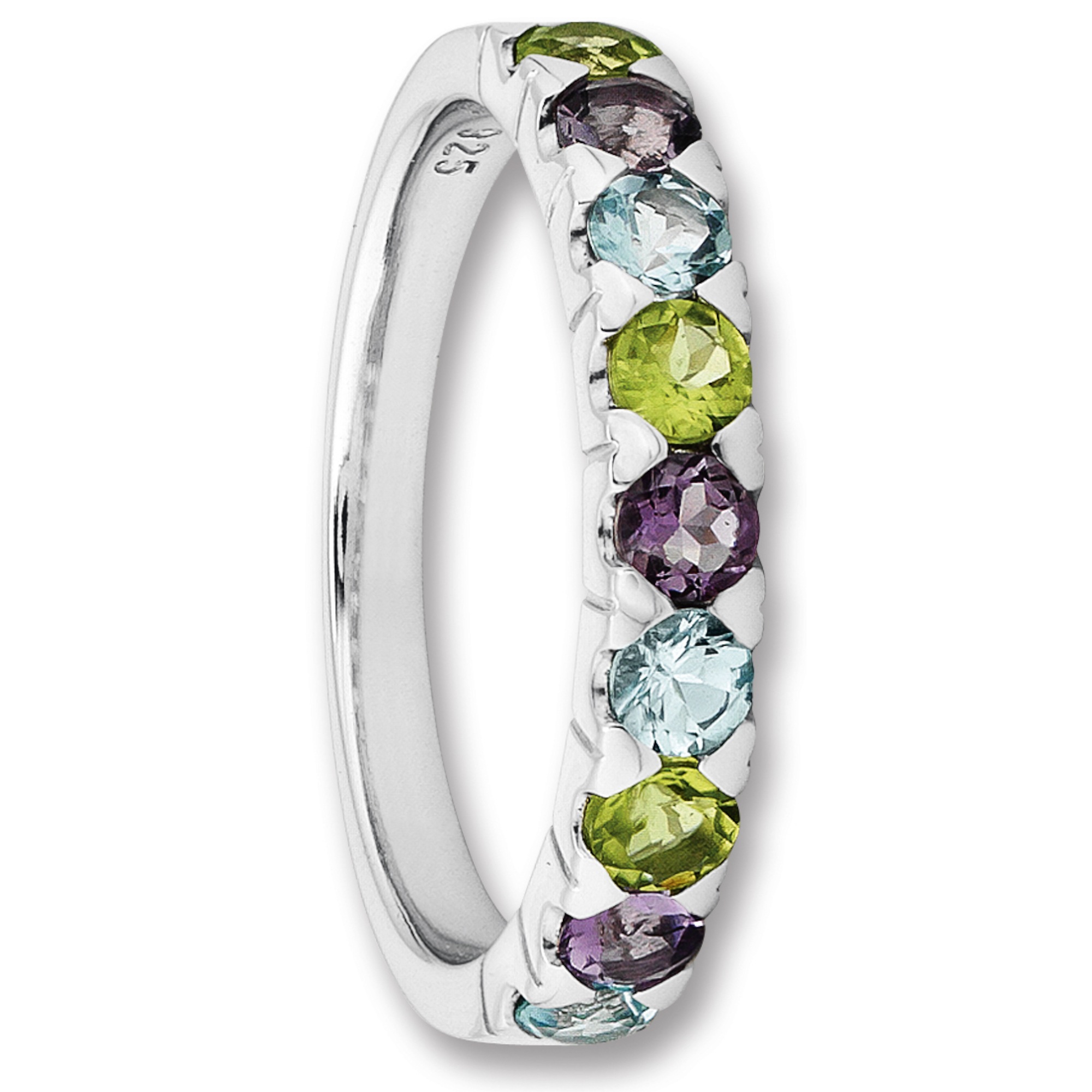 Silberring ONE ELEMENT "Amethyst & Peridot & Blau Topas Ring" Gr. 56, silber, Fingerringe, Damen, 56, Silber 925 (Sterlingsilber), aus 925 Silber – perfekt als Geschenk zum Jahrestag oder Geburtstag Image