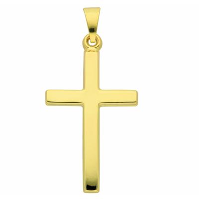 Kreuzkette ADELIA´S "Halskette - Kreuzkette mit Kreuz Anhänger aus 585 Gold", gold, Halsketten, Damen, Gelbgold 585-Gold, Gelbgold 585, Gold, Schmuckset mit bis 45 cm stufenlos verstellbarer 925 Silber Halskette Image