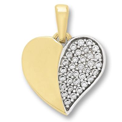 Herzkette ONE ELEMENT "Halskette - Herzkette mit Zirkonia Herz und Anhänger aus 333", gold, Halsketten, Damen, mit Zirkonia, Gelbgold 333-Gold, Gelbgold 333, Gold, stufenlos verstellbare Halskette bis 45 cm Image