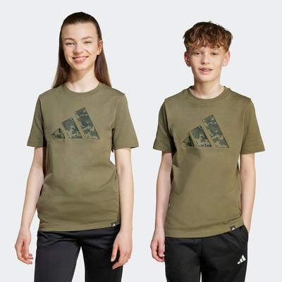 T-Shirt ADIDAS SPORTSWEAR "J CAMO T", Kinder, Gr. 152, grün (olive strata), Obermaterial: 100% Baumwolle, sportlich, Shirts Image