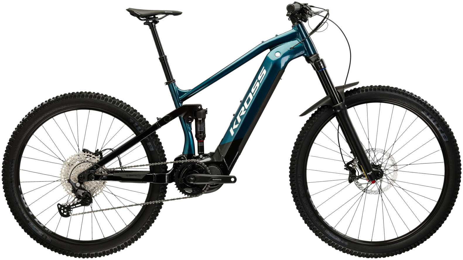 E-Bike KROSS "KROSS E-MTB Grist Boost 2.0 630 29" türkis 12 Gänge" Gr. 43, blau (türkis, schwarz), Elektrofahrräder, 43cm, 29 Zoll (73,66cm) Image