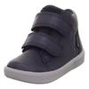 Lauflernschuh SUPERFIT "SUPIES WMS: mittel", Kinder, Gr. 27, blau (dunkelblau), Nappaleder, Textil, unifarben, casual, Schuhe, Barfußschuh mit zwei Klettverschlüssen, Größenschablone zum Download