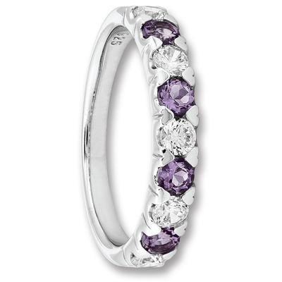 Silberring ONE ELEMENT "Zirkonia & Amethyst Ring aus 925 Silber" Gr. 56, silber, Fingerringe, Damen, 56,mit Zirkonia, Silber 925 (Sterlingsilber), zeitlos schön – für besondere Momente gemacht Image