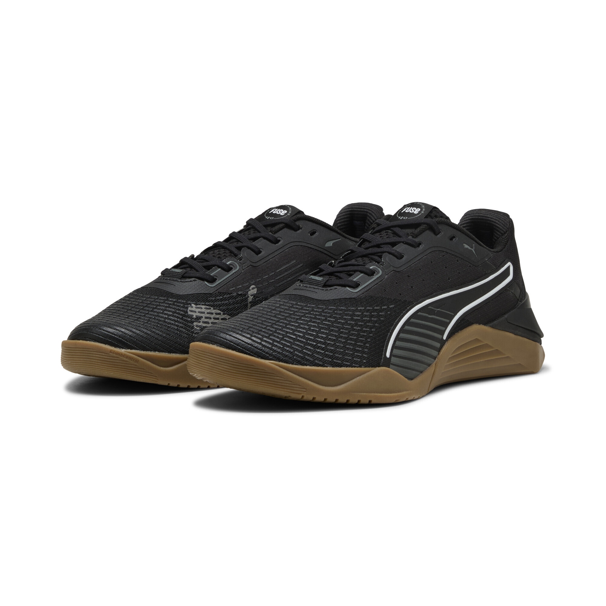 Trainingsschuh PUMA "Fuse 4.0 Sneakers Erwachsene", Damen, Gr. 42.5, weiß (schwarz cast iron gum weiß gray beige), Obermaterial: Textil, Synthetik; Futter: Textil; Innensohle: Textil; Laufsohle: Gummi, Schuhe