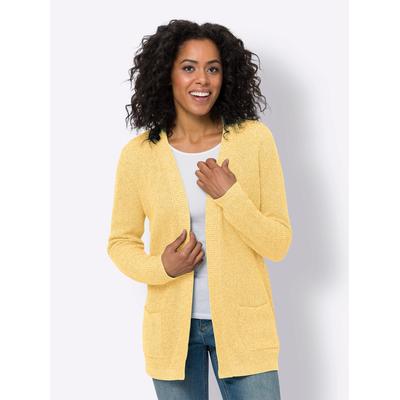 Cardigan CLASSIC BASICS, Damen, Gr. 46, gelb (gelb, meliert), 100% Baumwolle, meliert, Langarm, Strickjacken Image