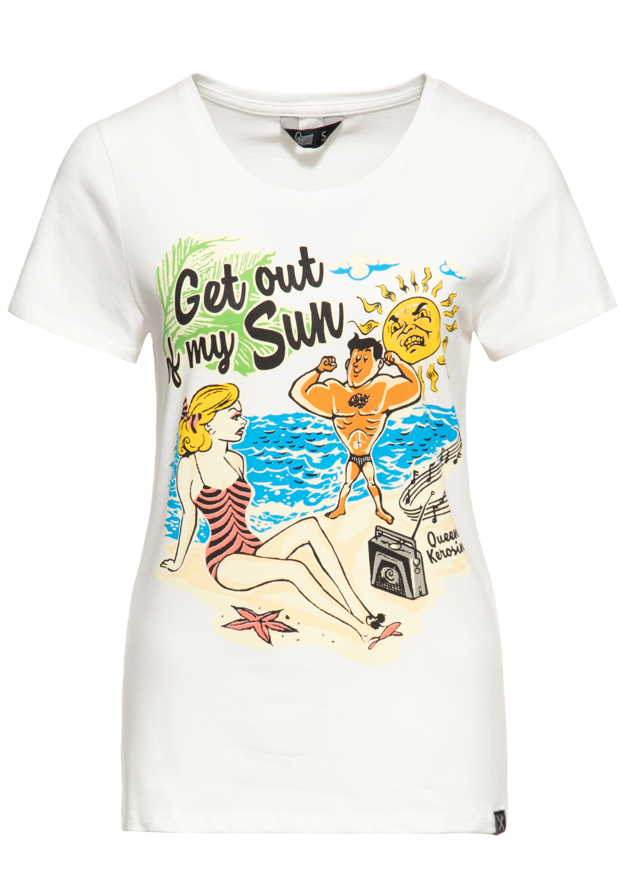 Queen Kerosin Damen Classic T-Shirt Get out of my sun offwhite Image