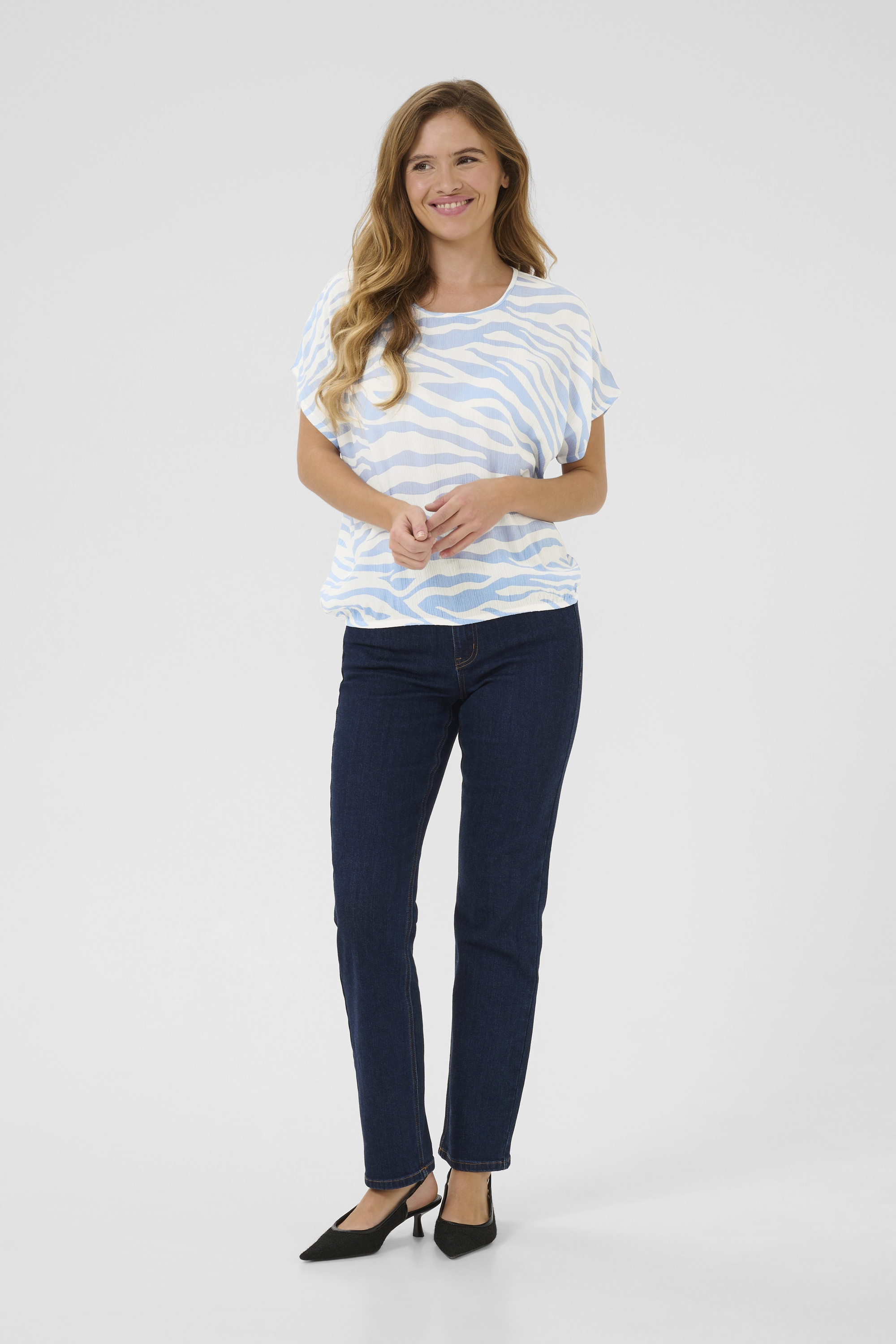 Ärmellose Bluse Loose fit Soft Chambray / Chalk Graphic blue white Image