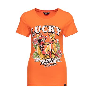 Queen Kerosin Damen Print T-Shirt Lucky orange Image