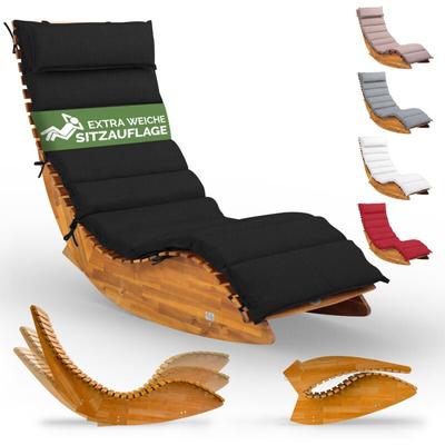 CASARIA® JAVA Sonnenliege inkl. Auflage Holz Wetterfest Klappbar Ergonomisch 160kg Belastbarkeit Image