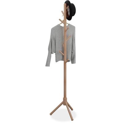 Relaxdays - Garderobenständer, mit 8 Haken, Buchenholz, Jacken, Mäntel, Standgarderobe, HxBxT: 173 Image