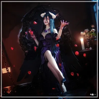 [Angepasst] Anime OVERLORD Albedo Cosplay Kostüm Frauen Sexy Abendkleid Nette Party Anzug Halloween Image